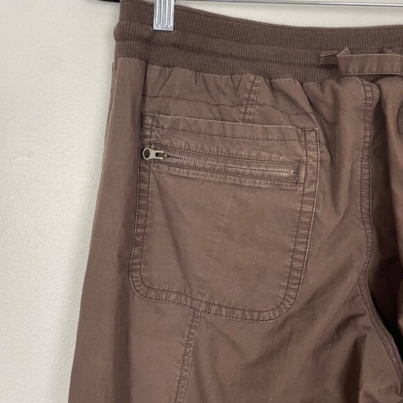 VTG Y2K Gap Women's 8 Brown Cotton Cargo Capri Pants Gathered Ankle - Picture 9 of 11